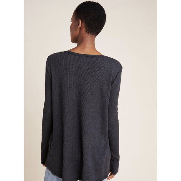 t.la Anthropologie Top Women Small Gray Waffle Knit Thermal Keyhole Tunic Casual - Picture 3 of 11